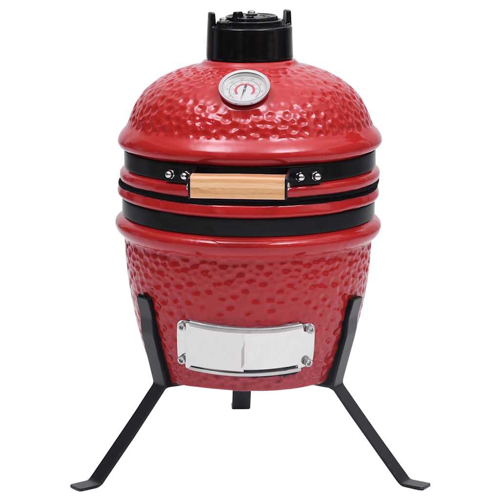 vidaXL Keramische Kamado Grill met Rookoven, 2-in-1, 56 cm, Rood