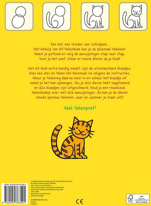 Tekenblok - Uitscheurbare Blaadjes - Dieren Leren Tekenen