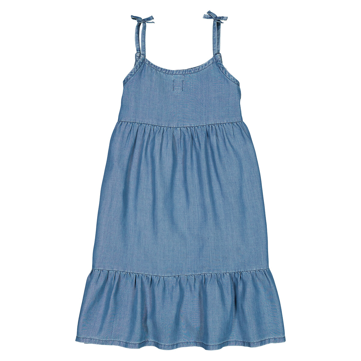 COLEÇÕES LA REDOUTE<br>Vestido com alças delicadas em denim claro