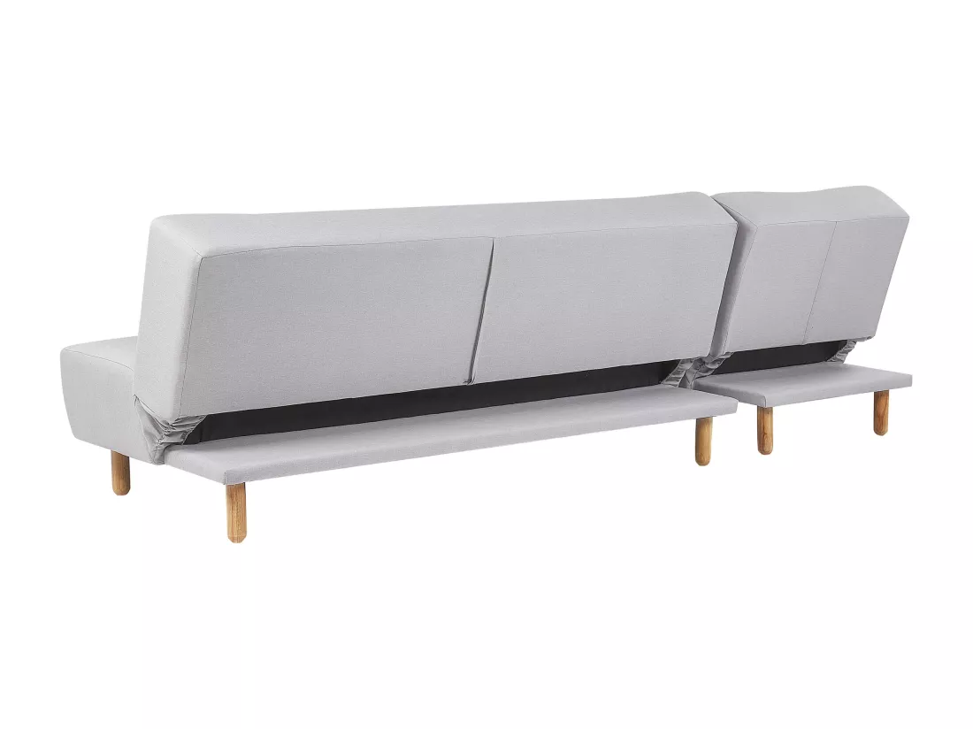 Canapé angle à gauche convertible en tissu gris clair 4 places ALSTEN