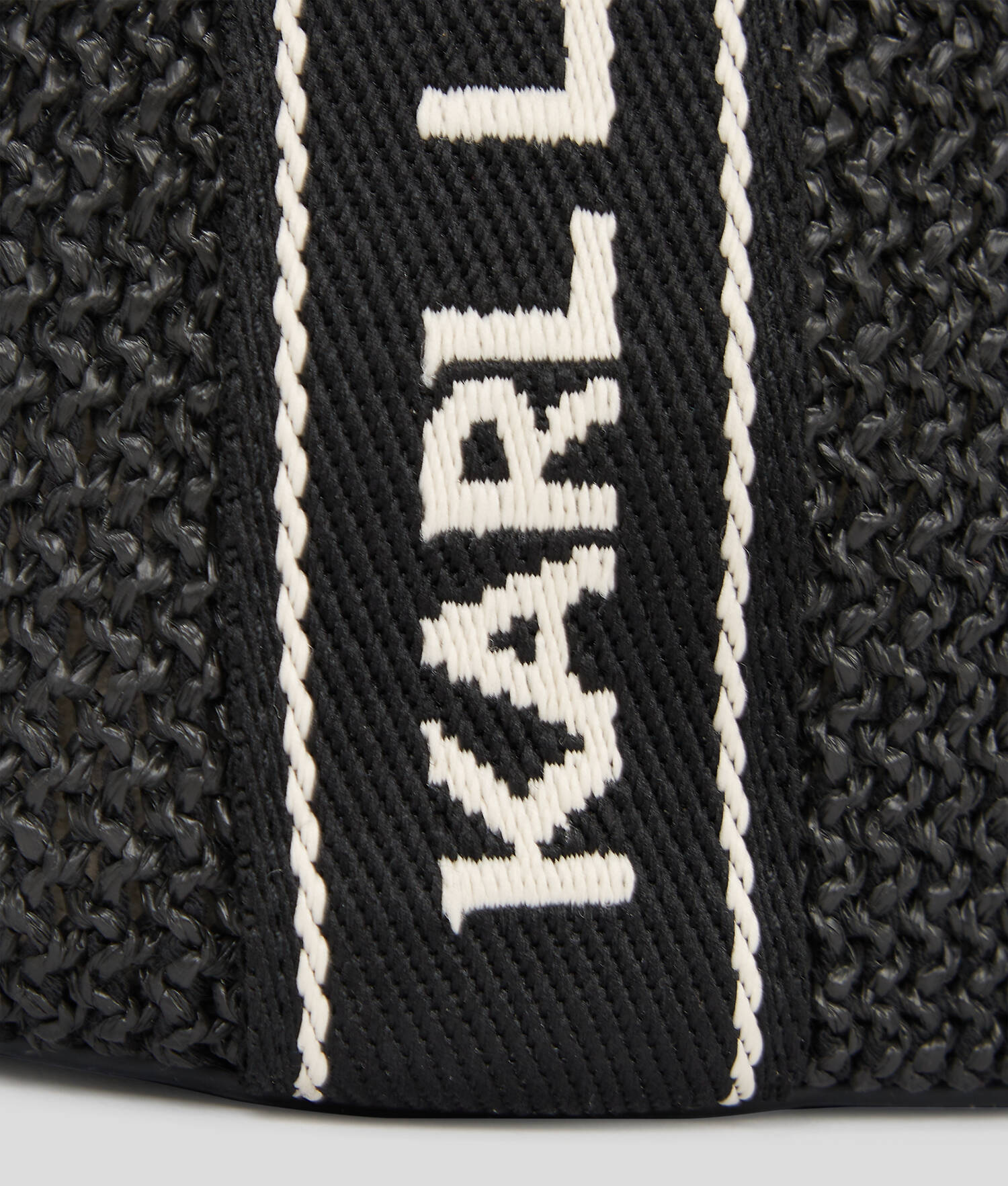 CABAS DE PLAGE EN RAPHIA AVEC LOGO KARL - Noir