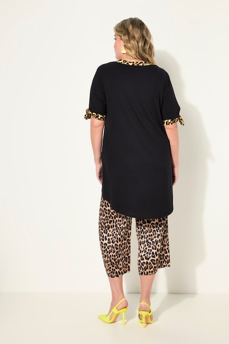 Longshirt, Leo-Einfassungen, Halbarm mit Schlitz oben