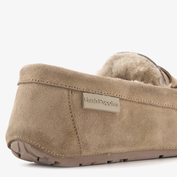 Hush Puppies suede dames pantoffels beige