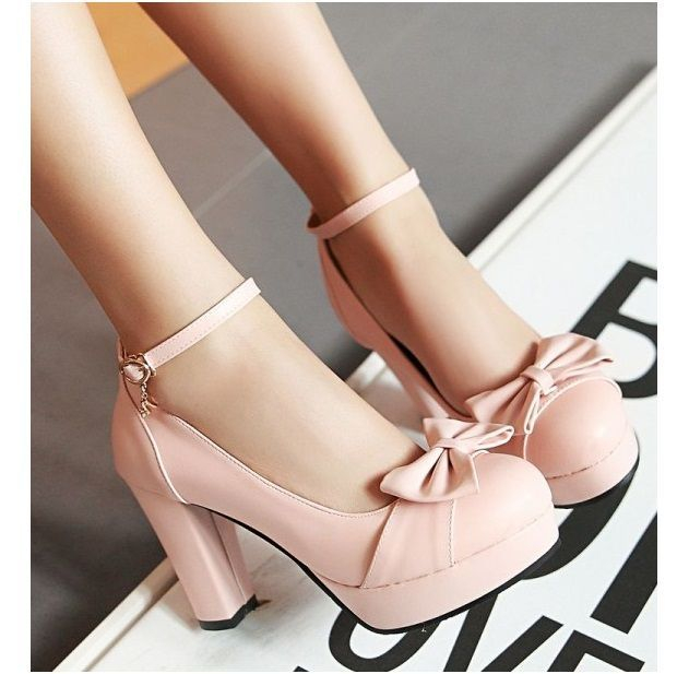 Freesia - Enkelband strik accent platform pumps