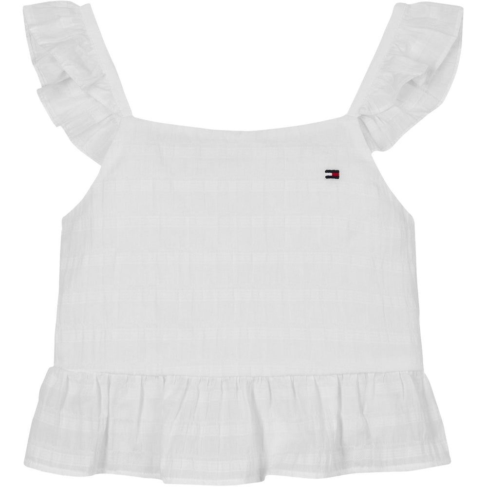 Køb Tommy Hilfiger White Textured Bomuld Top