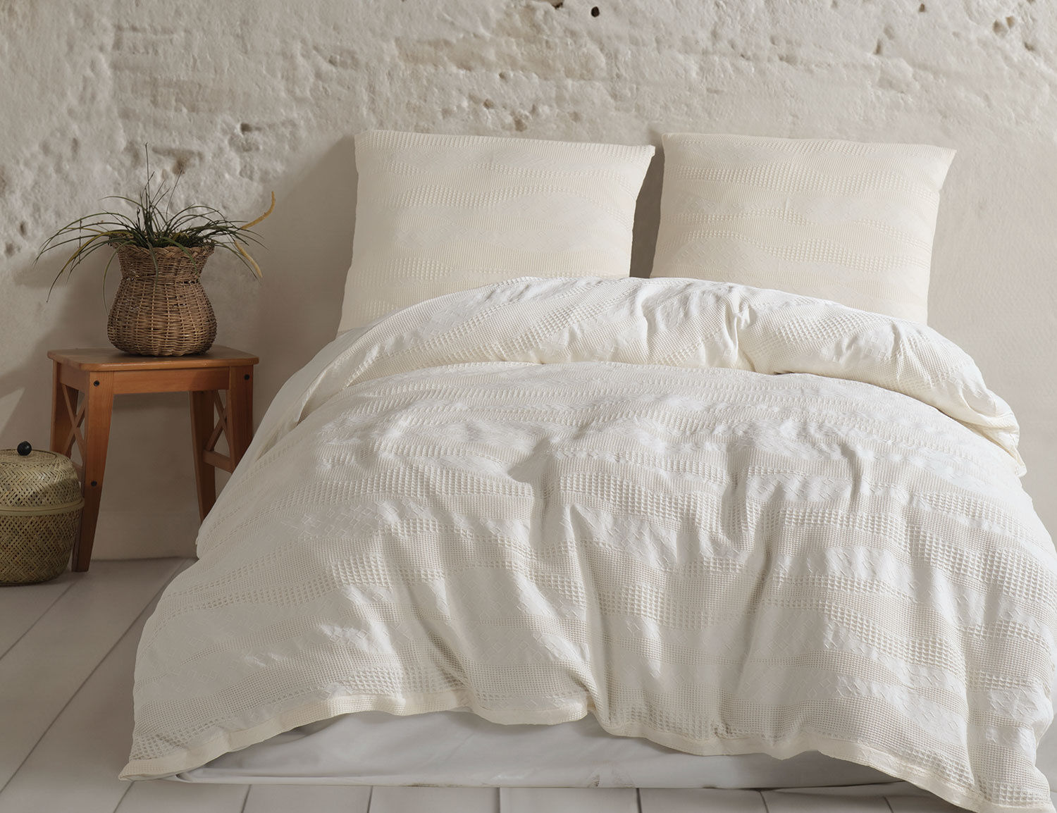 Bettwäsche mit Piqué Jacquard Muster