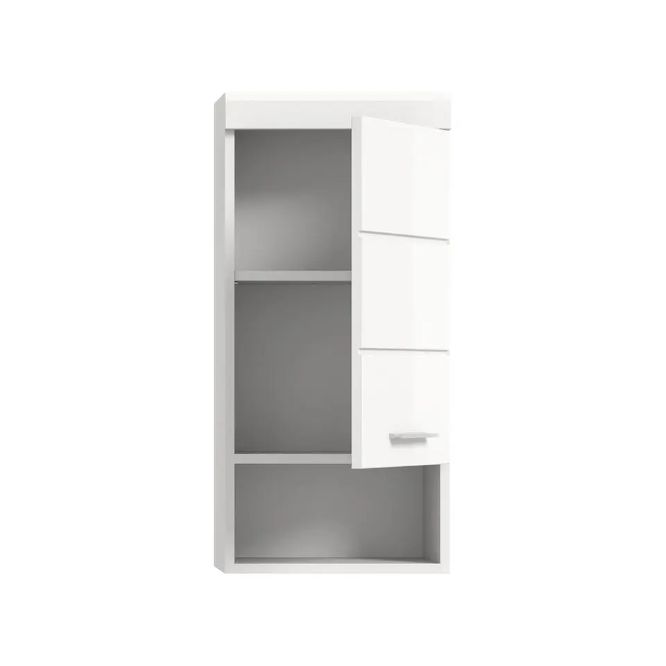 Hioshop Scout badkamerkast wandgemonteerd 1 deur- 1 plank wit hoogglans- wit