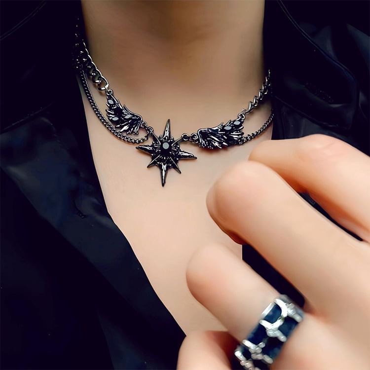 Malikasa - Flying Star Rhinestone gelaagde roestvrijstalen choker