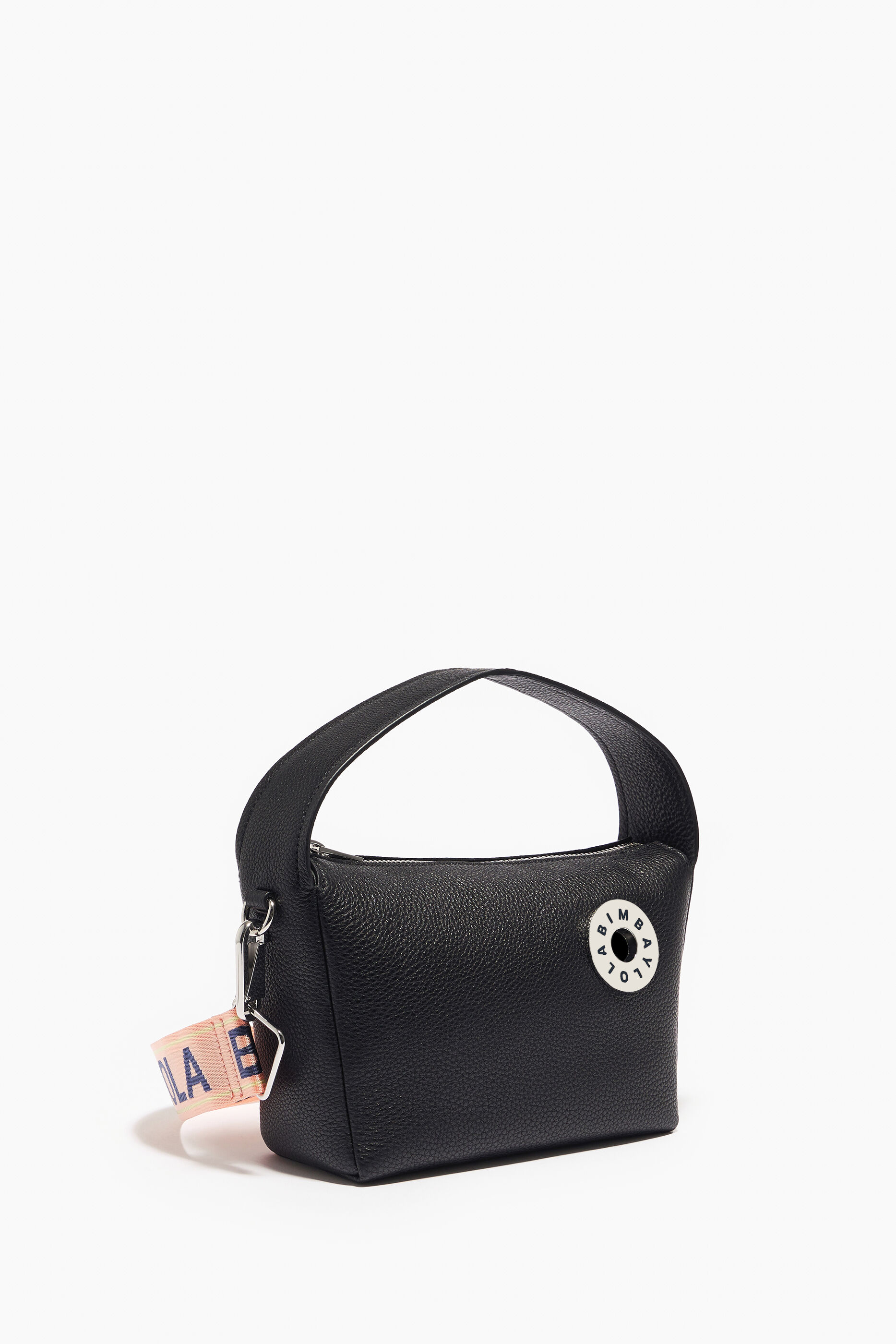 Bolsa hobo pequena de couro preto