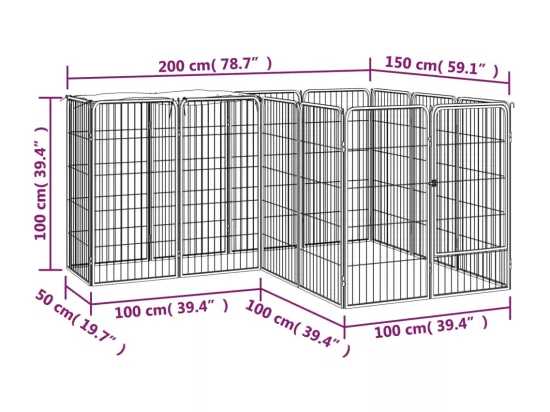 Parc pour chien 14 noire 200 x 150 x 100 cm 02_0043607