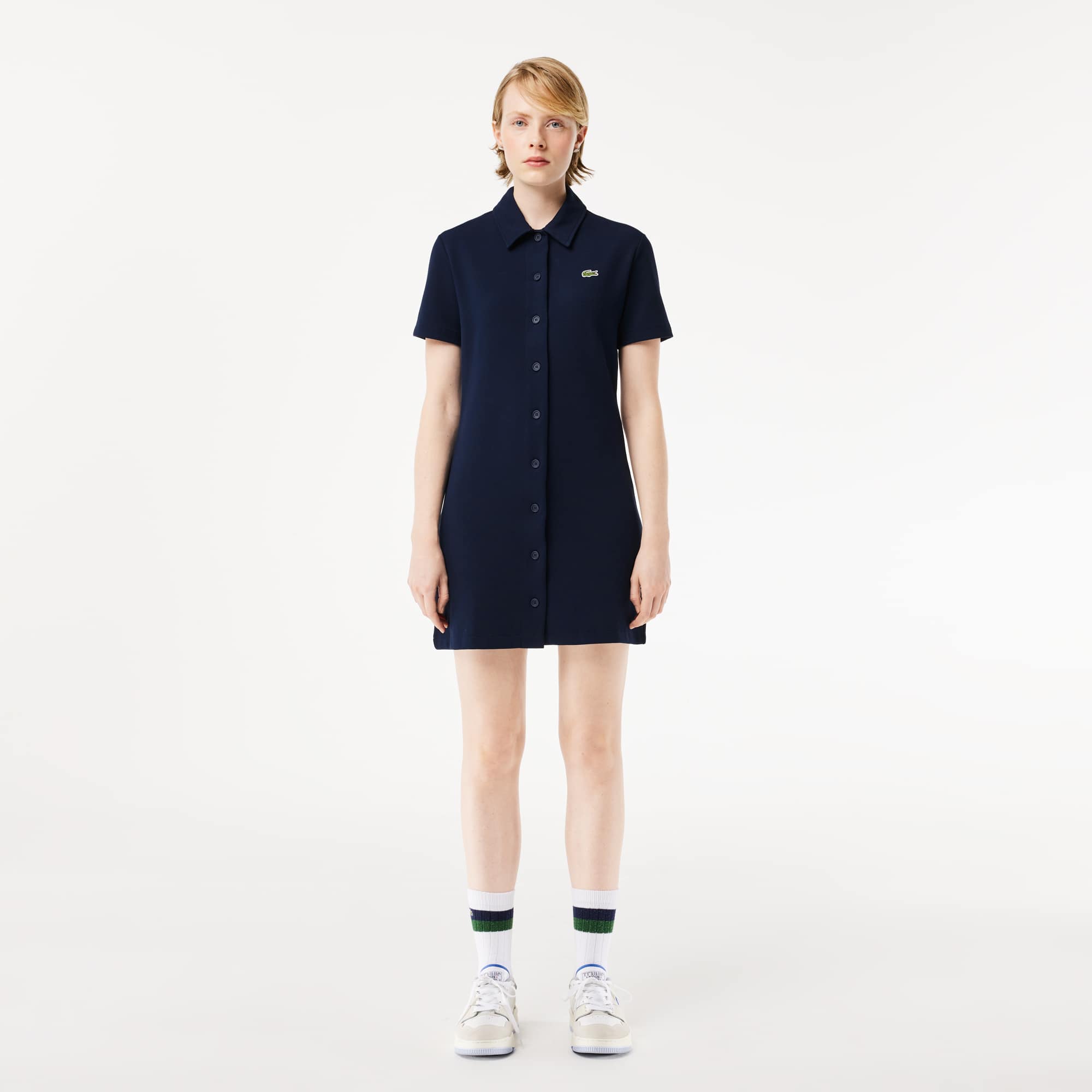 Robe polo boutonnée femme Lacoste en coton biologique Robes & Jupes - Bleu - Lacoste - Femme