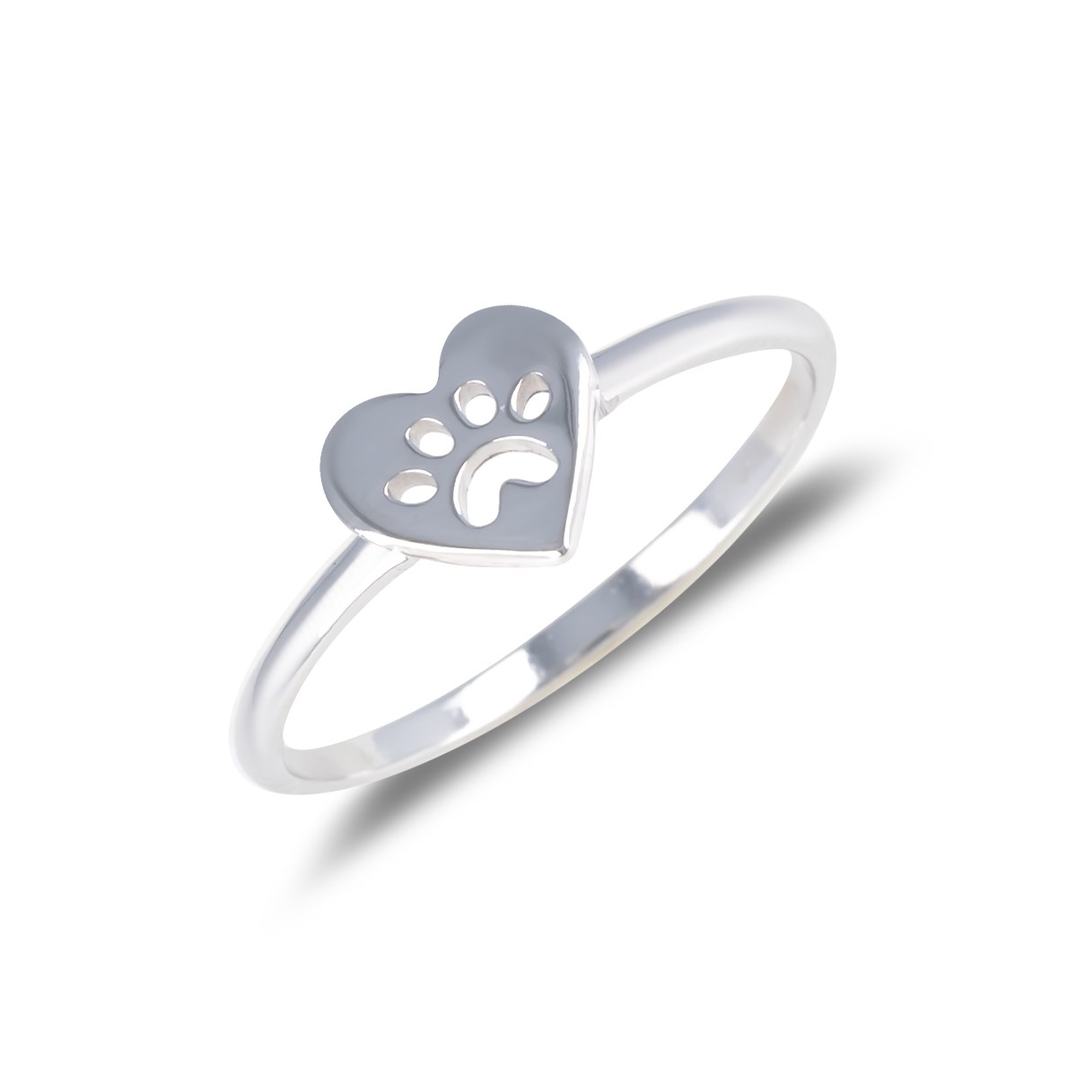 Bague coeur argent rhodié forme coeur