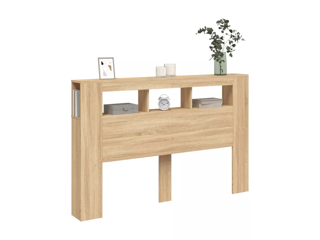 Tête de lit à LED chêne sonoma 160x18,5x103,5cm bois ingénierie