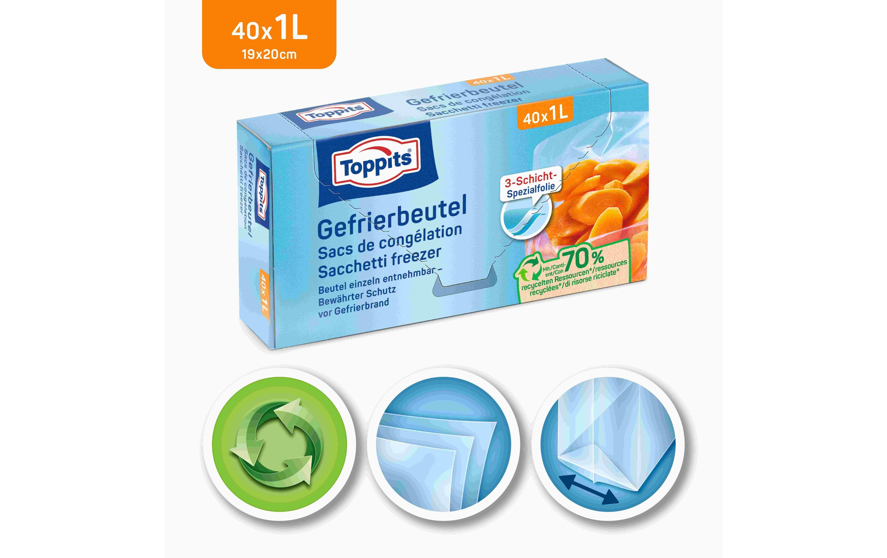 Gefrierbeutel Gefrierbeutel 1 Liter 40 StückBeutel zum Einfrieren von Lebensmitteln