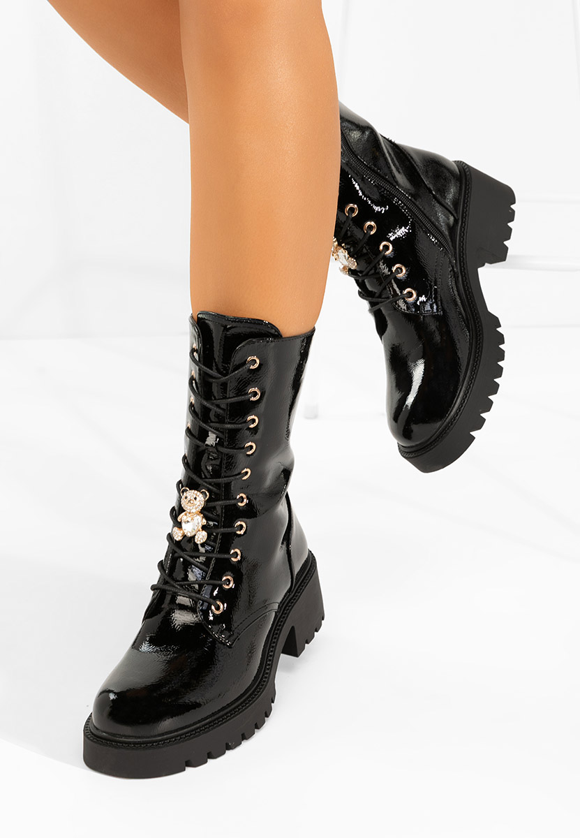 Bottines rangers femme noirs Fabina V2