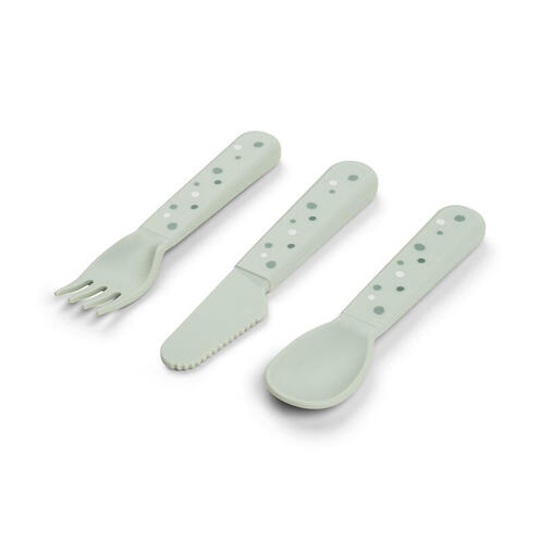 Foodie Couverts Set de 3 Happy Dots Vert - DONE BY DEER
