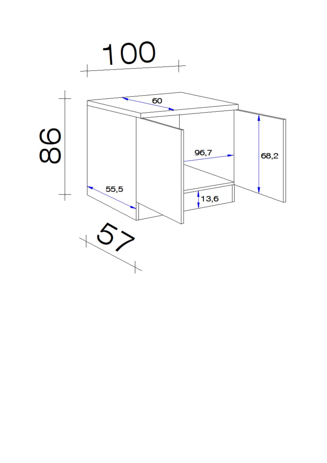 Spülenunterschrank ELEA - weiß-Beton - mit Spüle - 100 cm breit
