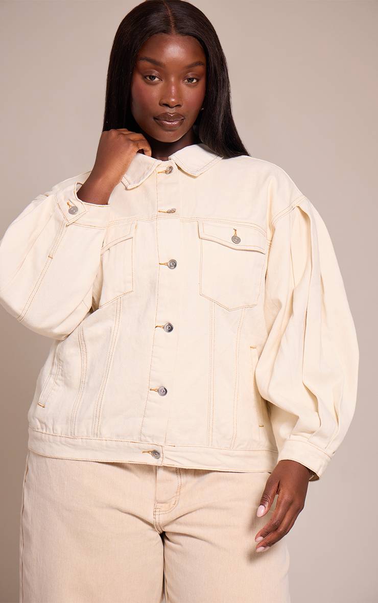 Ecru Veste En Jean Oversize À Manches Cocon Grande Taille