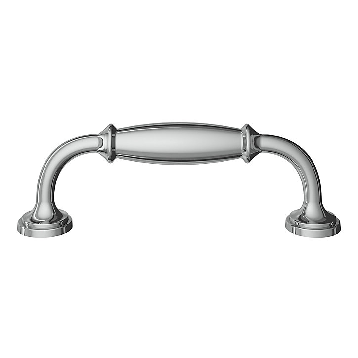 Poignée de meuble nœud GoodHome Ruis effet chromé gris l.116mm x l.20mm x H. 38mm entraxe 96mm
