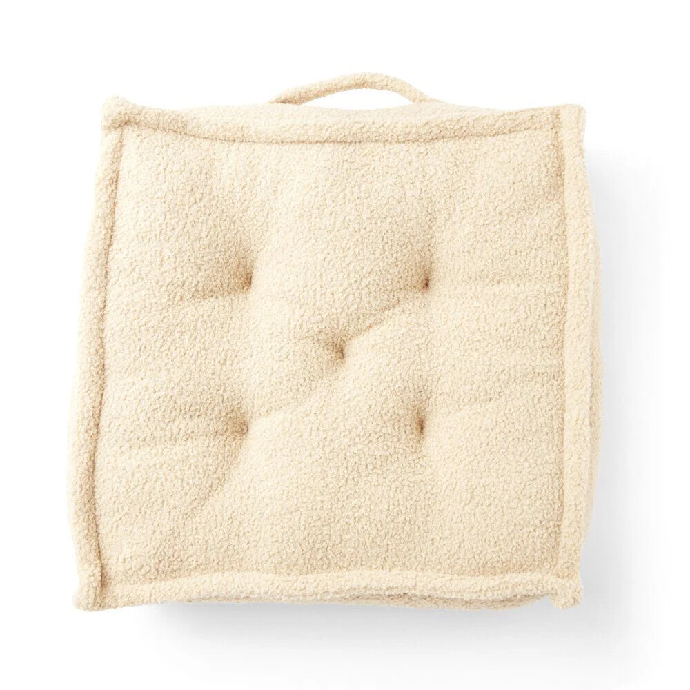 Coussin de sol en tissu bouclette beige 45x45 cm