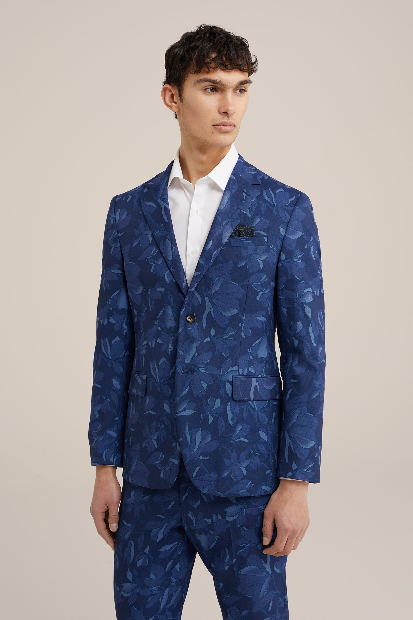slim fit blazer met dessin WE Fashion Kobaltblauw