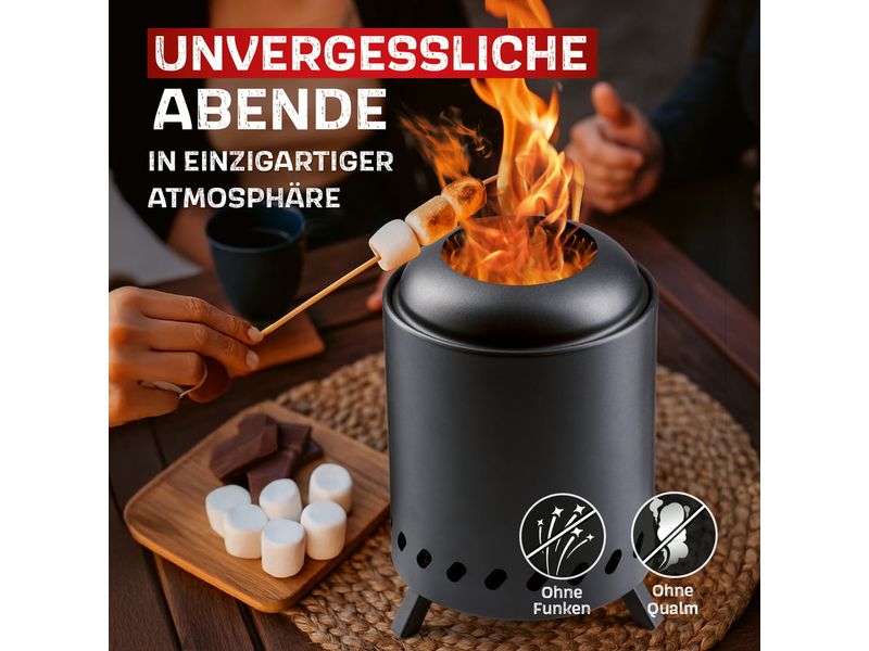 Landmann Feuerkorb raucharm – Ø 18 cm – Schwarz Raucharmes Feuer durch clevere Luftzirkulation