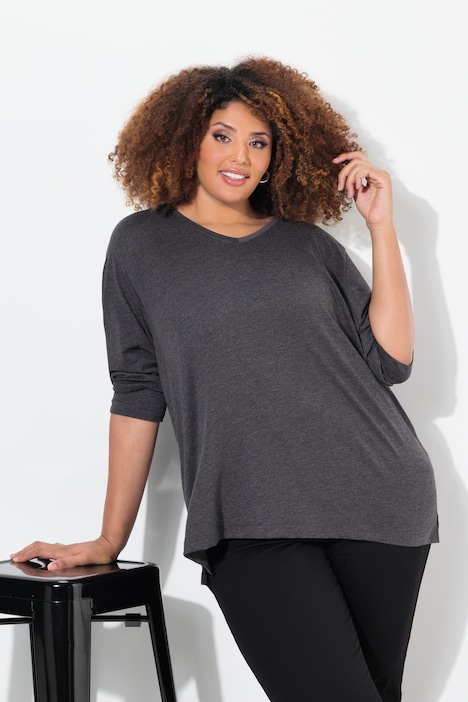 Shirt, V-Ausschnitt, Relaxed, Langarm