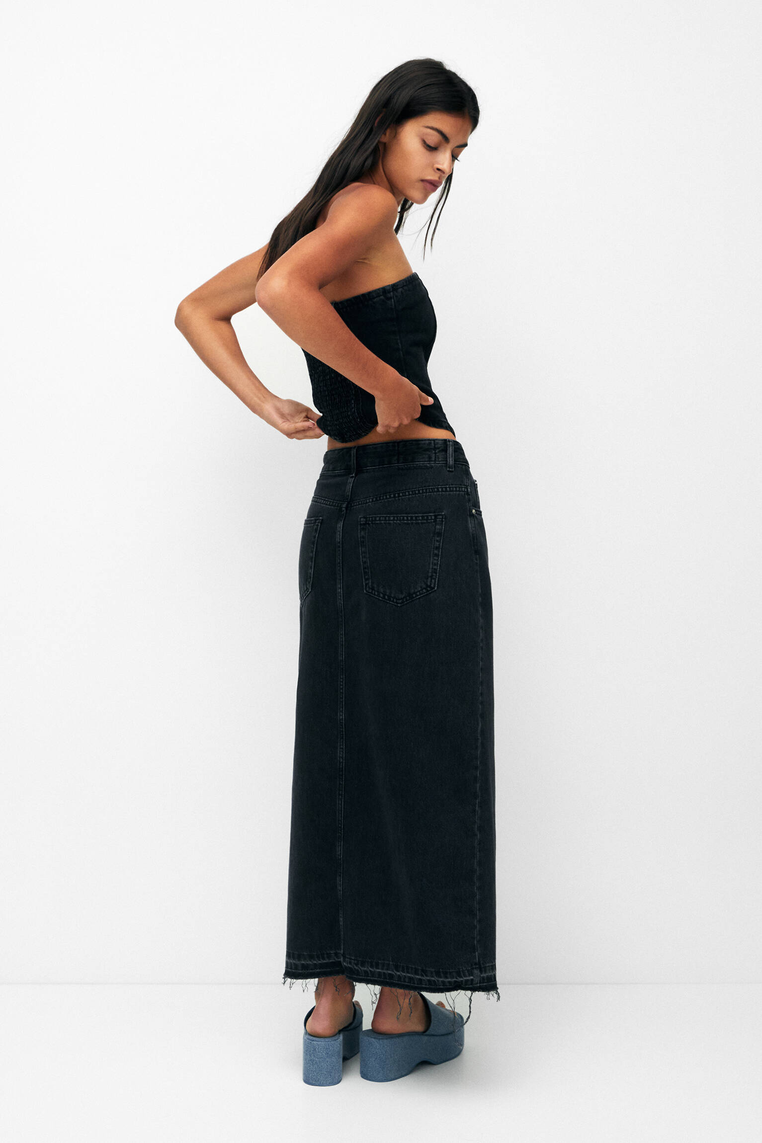 SAIA LONGA JEANS - PRETA