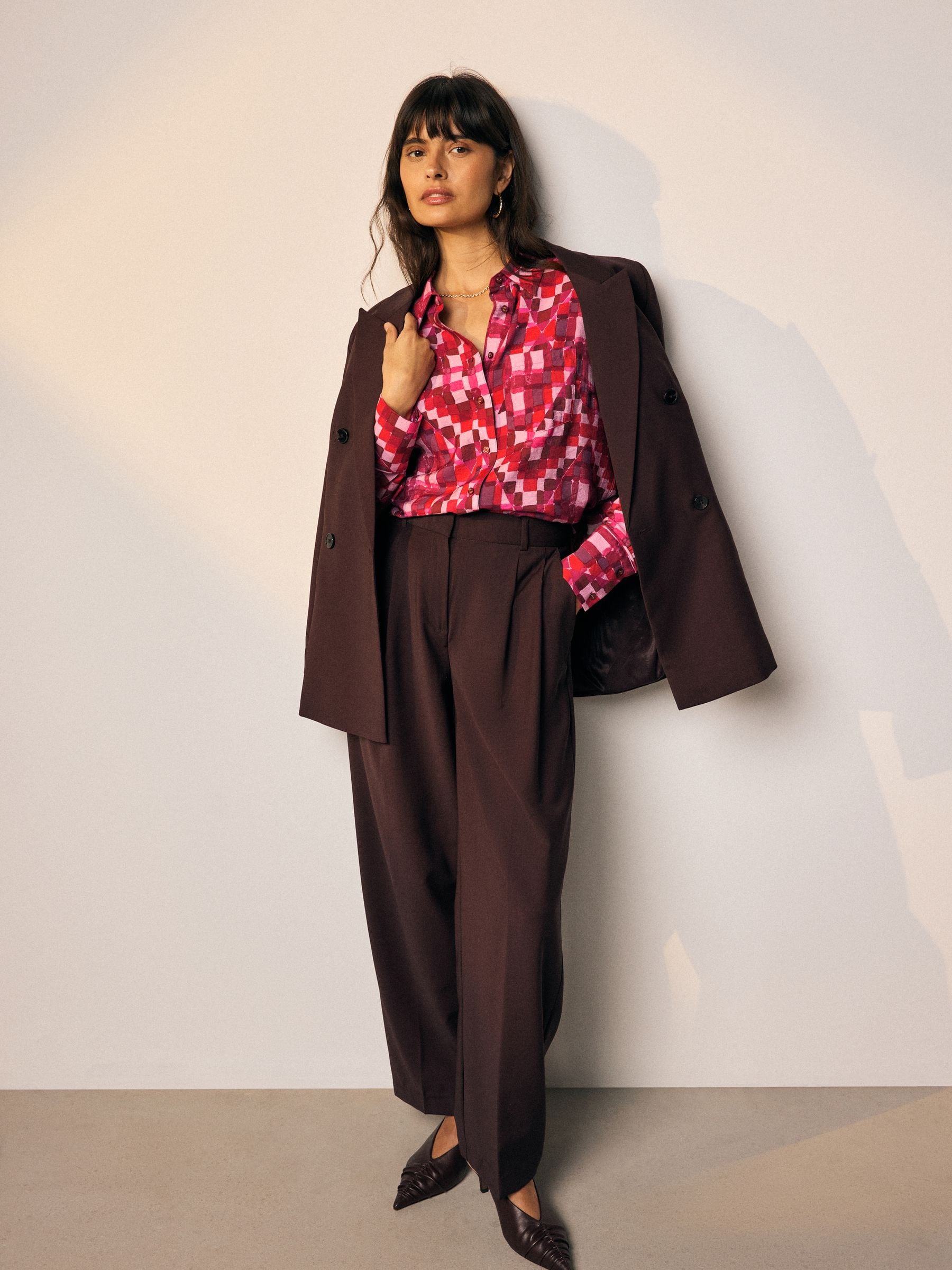 Roze met geometrische print - Overhemd met lange mouwen en knoopsluiting