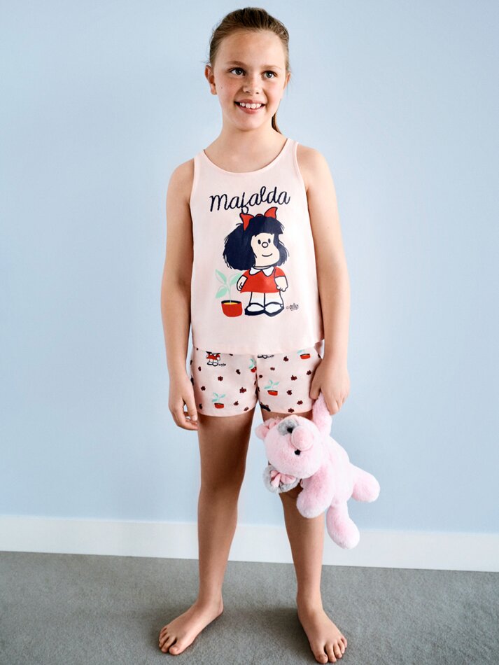 Conjunto de pijama Mafalda Strap - Rosa Pastel