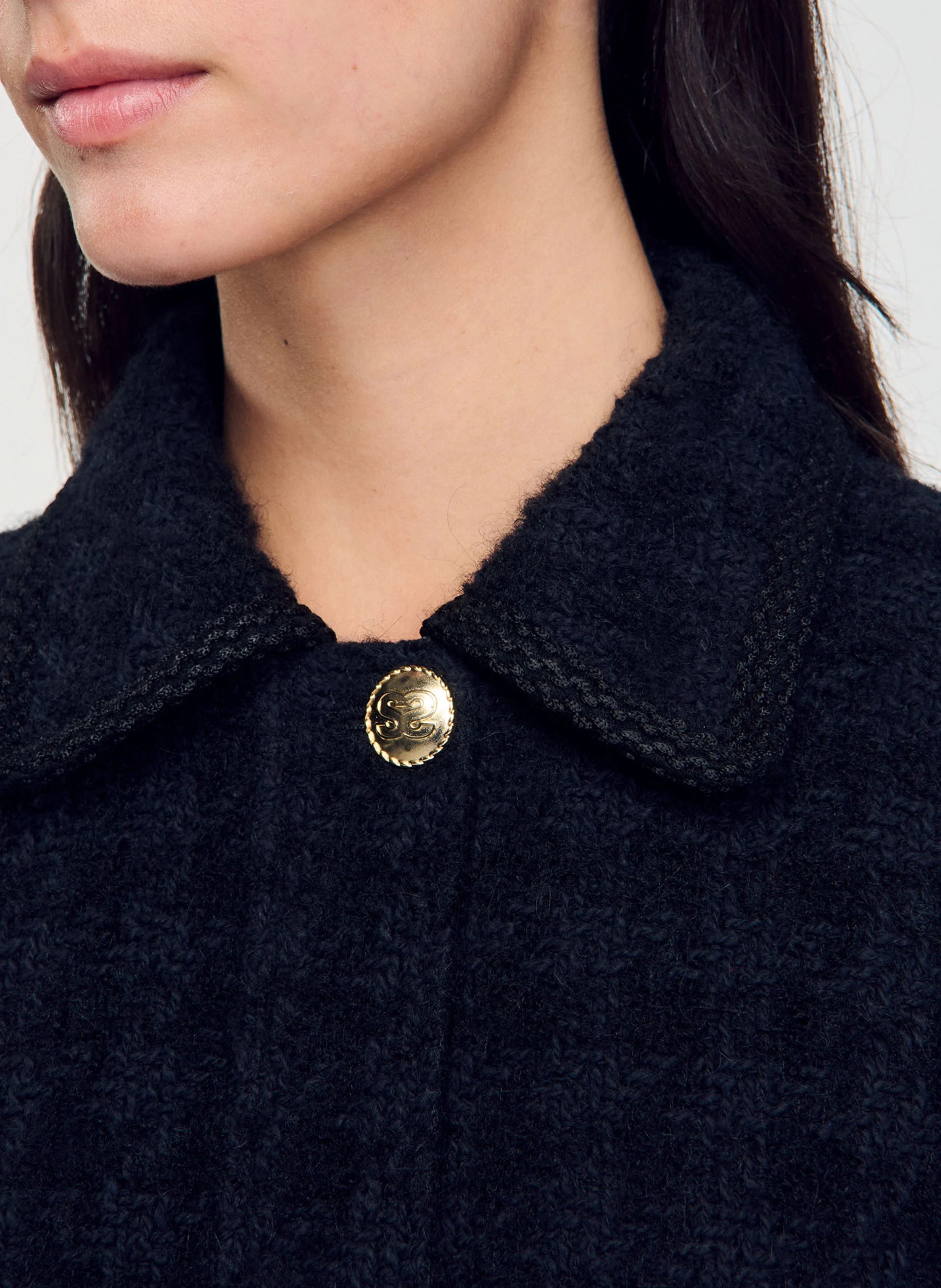Veste col classique en coton mélangé| Noir