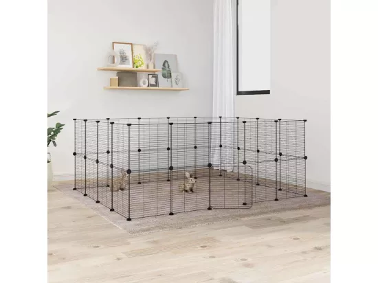 Cage animaux de compagnie à 36 panneaux et porte Noir 35x35 cm