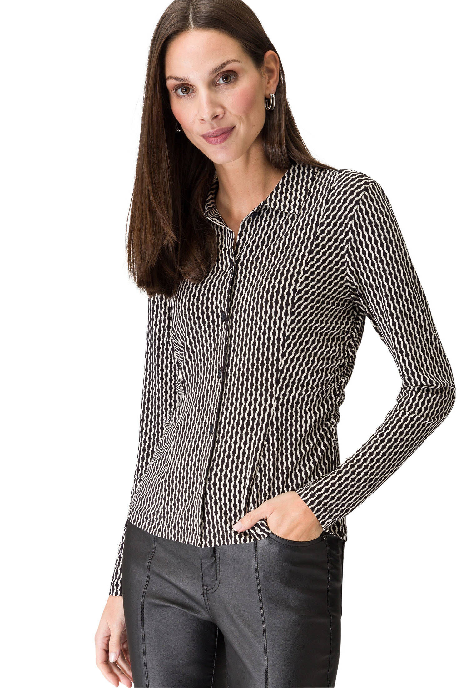 zero| Damen Blusenshirt mit Knopfleiste