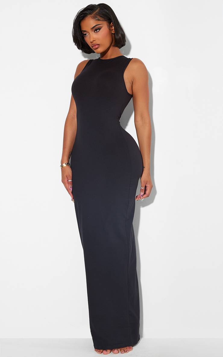 Noir Robe Maxi Moulante Sculptante À Dos Nageur