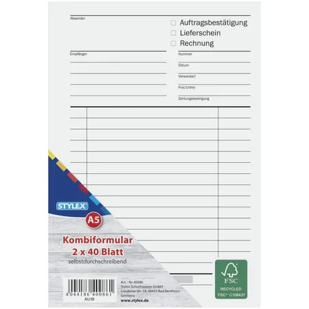 Stylex Multiformular, A5, 2 x 40 Blatt