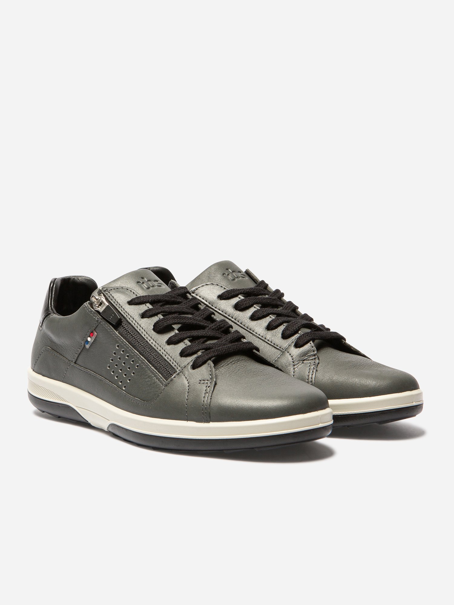 Baskets Homme Fabriquées en France Dessus Cuir Gris Anthracite