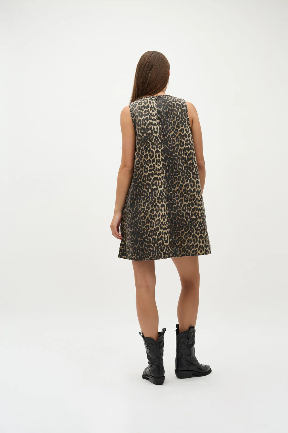 Global Funk  Rhiann-G denimkjole - P35 Leopard Mist