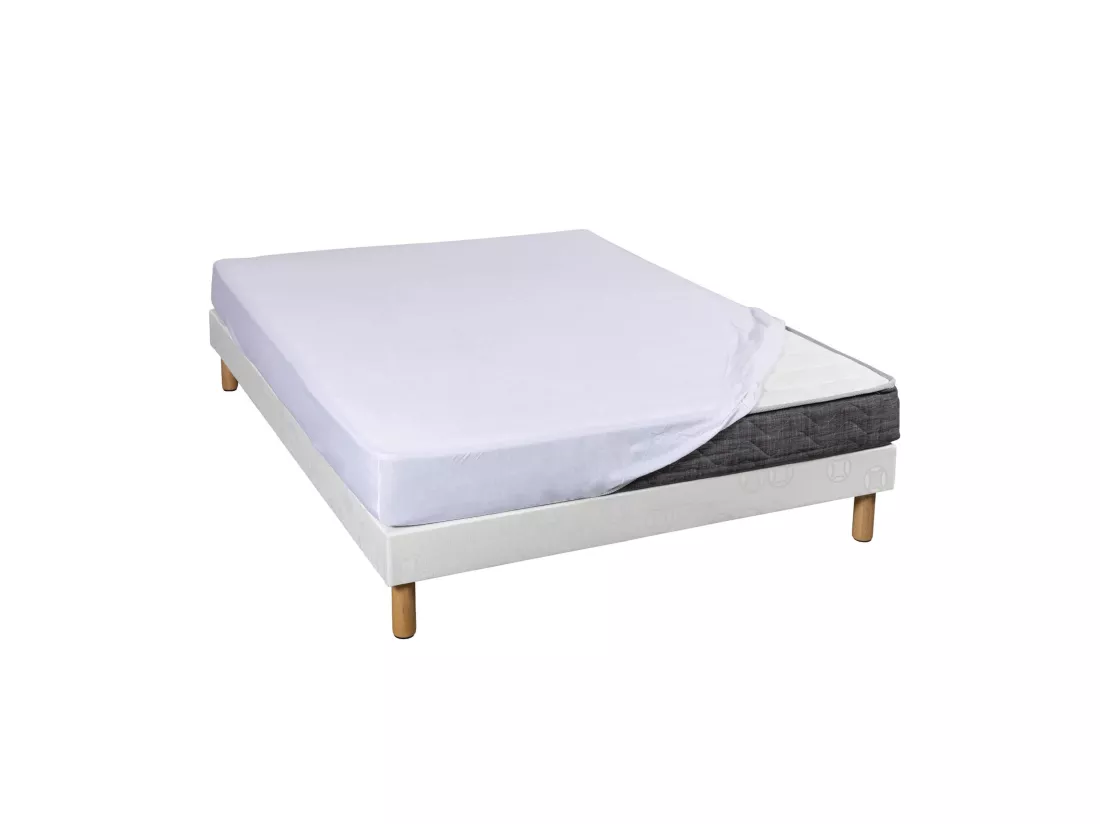 Drap housse jersey blanc bonnet 30 cm 100% coton biologique 70/80x190/200