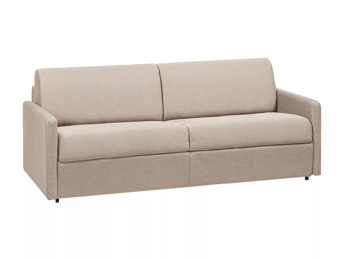 Canapé 4 places convertible express en tissu beige - Couchage 160 cm - Matelas 14 cm CALIFE
