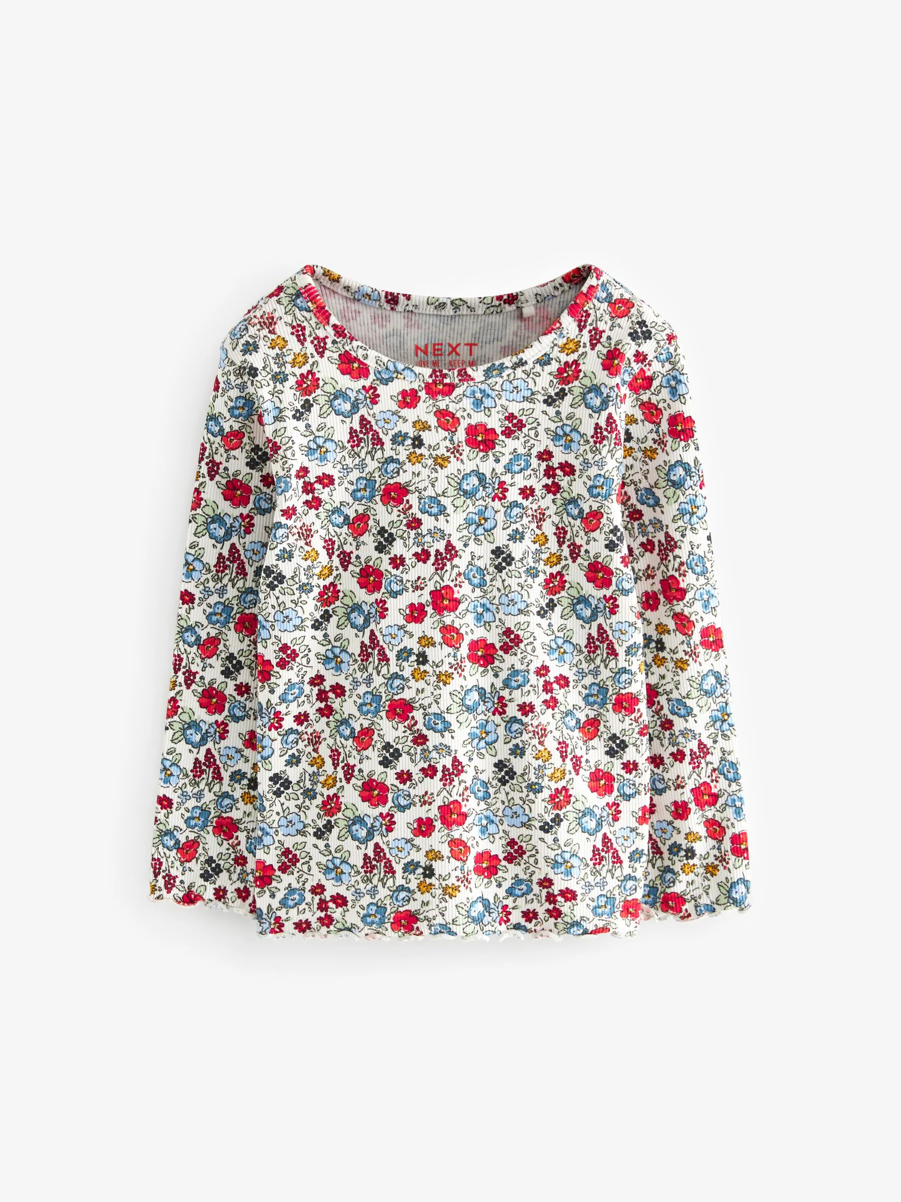 Marineblauw - Verpakking van 5 geribbelde tops met lange mouwen (3mnd -7jaar)