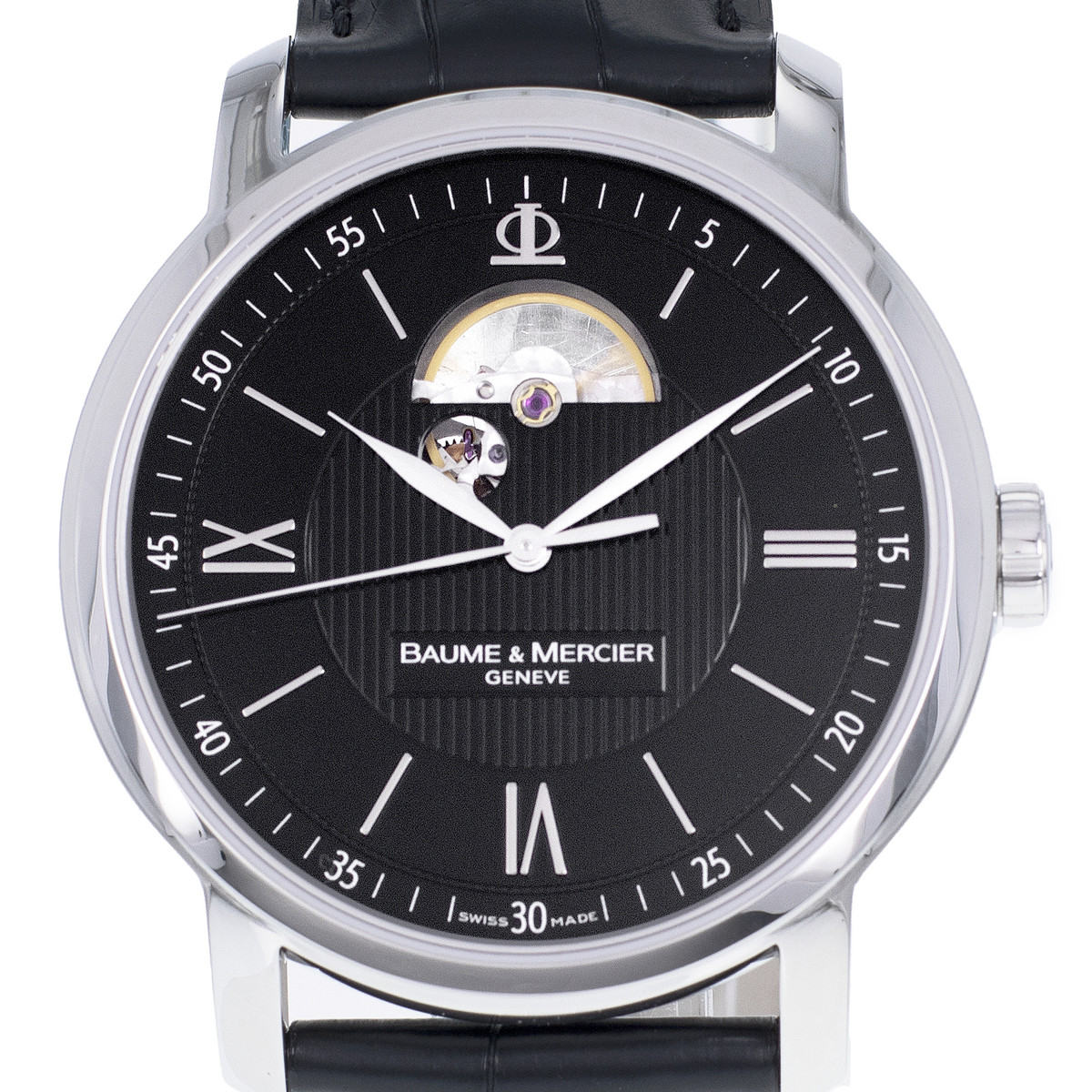 Montre d'occasion BAUME & MERCIER classima femme automatique bracelet cuir noir