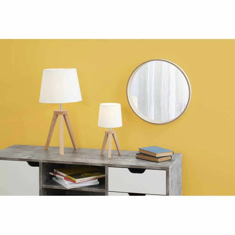 Lampe trépied à poser en bois
