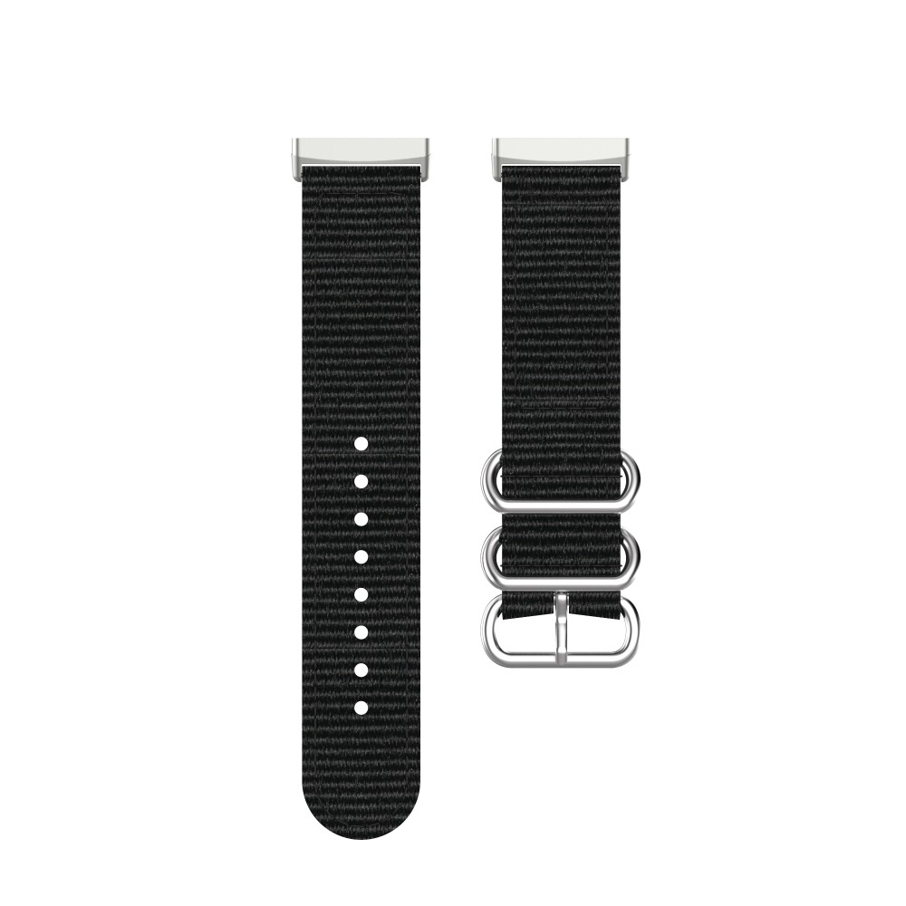 Fitbit Versa 3 / Sense Canvas Stoff Armband mit Dornschliesse (Gelenkumfang 165-215mm) - Schwarz