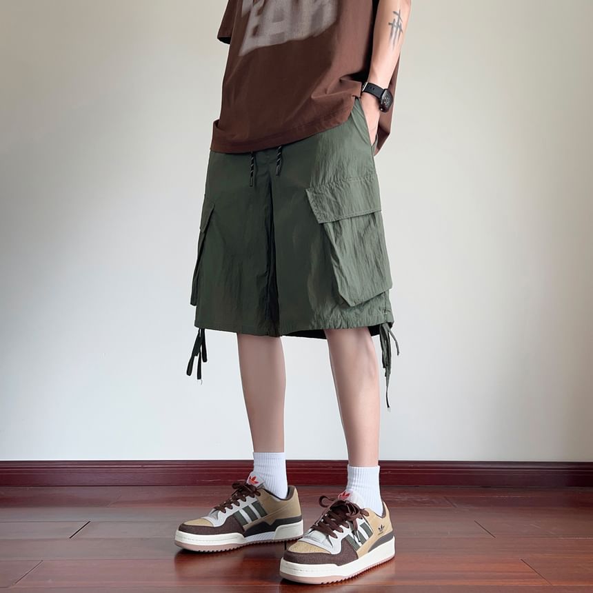 Breeson - Hoge taille, effen, wijde cargoshorts
