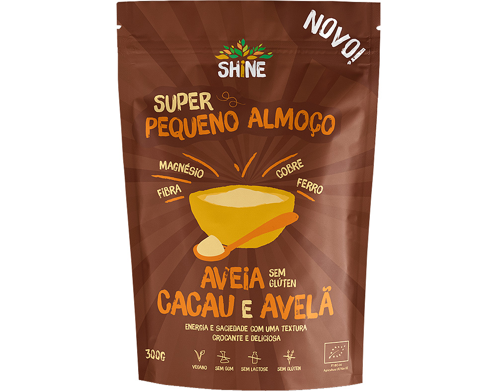 MIX PEQUENO ALMOÇO SHINE AVEIA CACAU E AVELÃ BIO 300G
