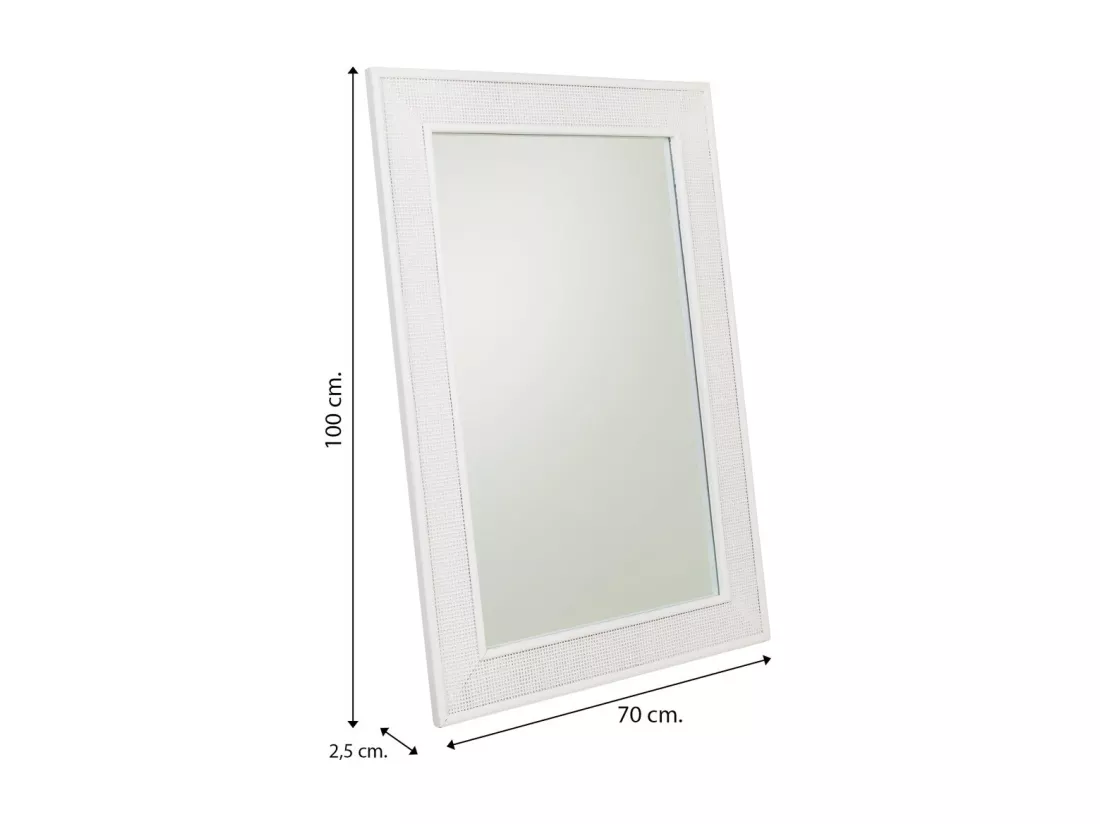 Miroir en bois et treillis blanc 70x2.5x100h