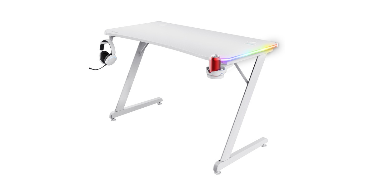 TrustGXT 709W Luminus RGB-gamingbureau gaming desk  (Wit)