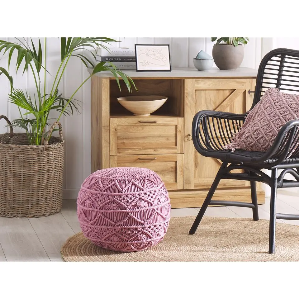 KAYSERI - Poef - Roze - 40 cm - Katoen