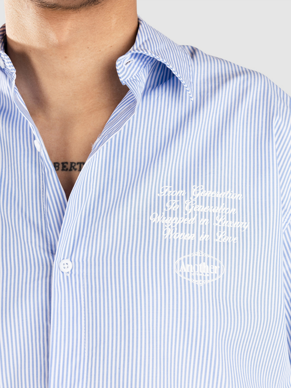 Another Cotton Lab Another Short Sleeve Shirt blue striped