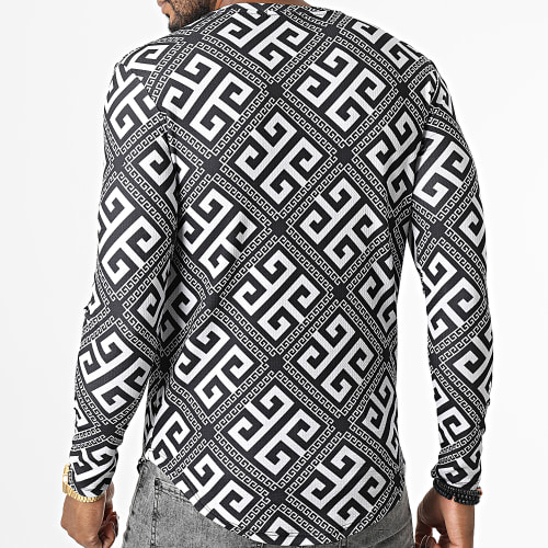 Tee Shirt Manches Longues Oversize D7112 Blanc Noir Renaissance